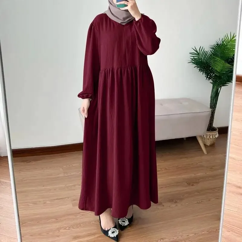 Vestido abaya musulmán de manga larga a la moda para mujer, vestido elegante de otoño para el sol de Dubái Türkiye, bata de serpiente