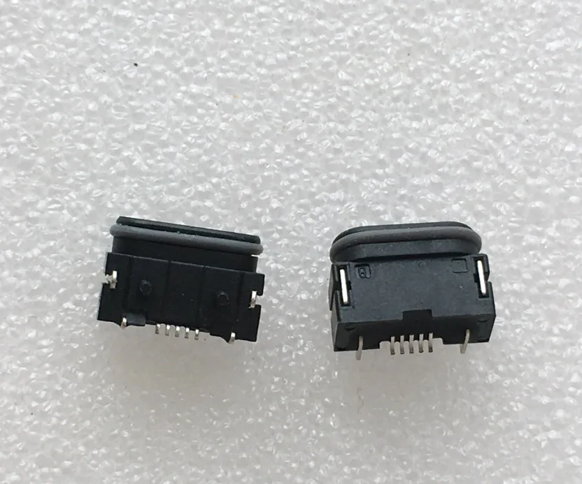 Fro high current waterproof USB connector, all plastic waterproof MICRO USB female seat, with rubber ring and column, patch type