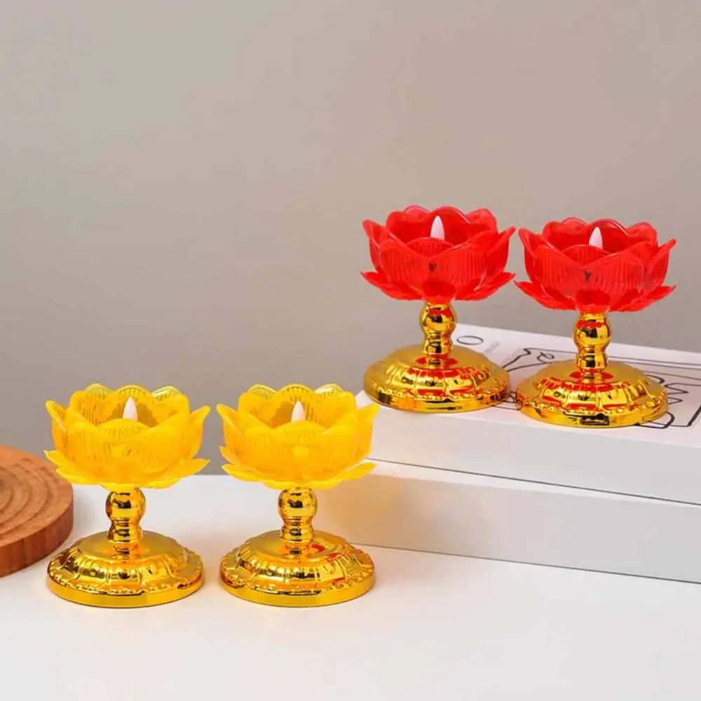 2Pcs Creative Electronic Incense Burner Set Lotus Shaped Battery Operated Electronic Lotus Lamp Ornament Portable Waterproof