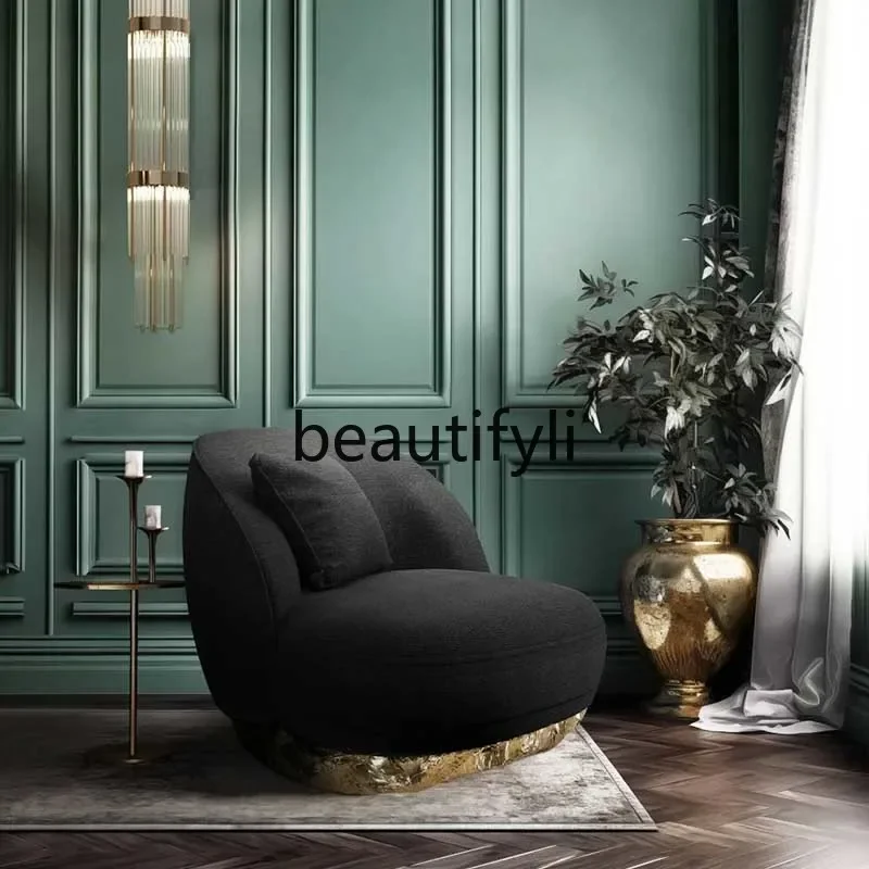 Light luxury fabric sofa chair art designer special-shaped pure copper luxury high-end sofa