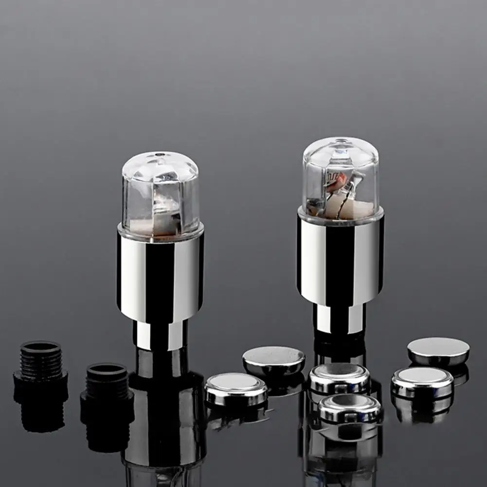 4Pcs Mini Air Valve Cap Lights Long Battery Life Decorate Long-lasting Use Luminous Tire Valve Cap Lights