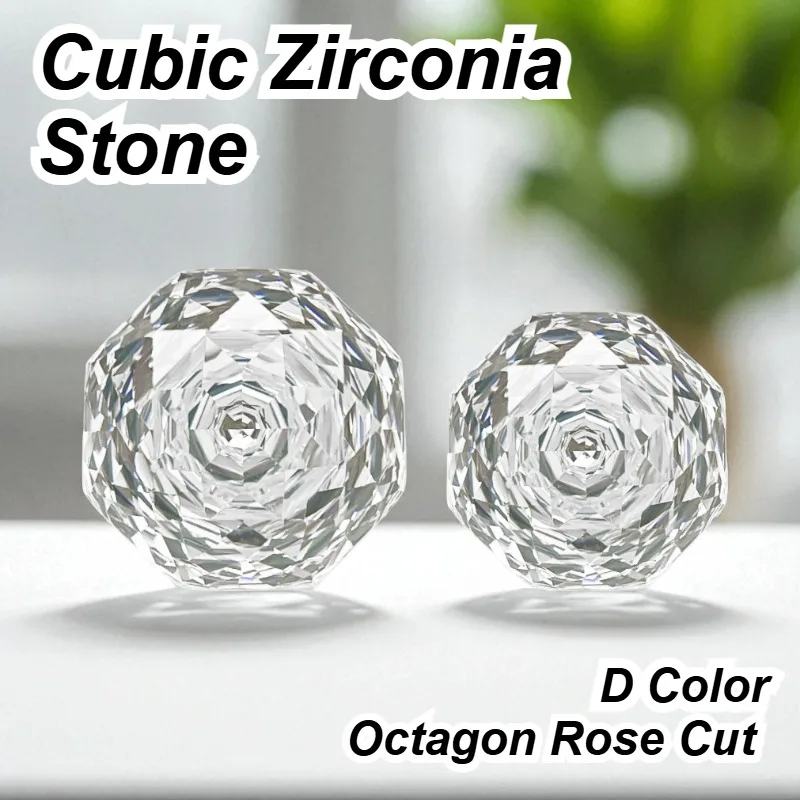 

Top Quality Cubic Zirconia Stone Octagon Rose Cut D Color Loose Stones Used for DIY Charms Jewelry Making Main Materials