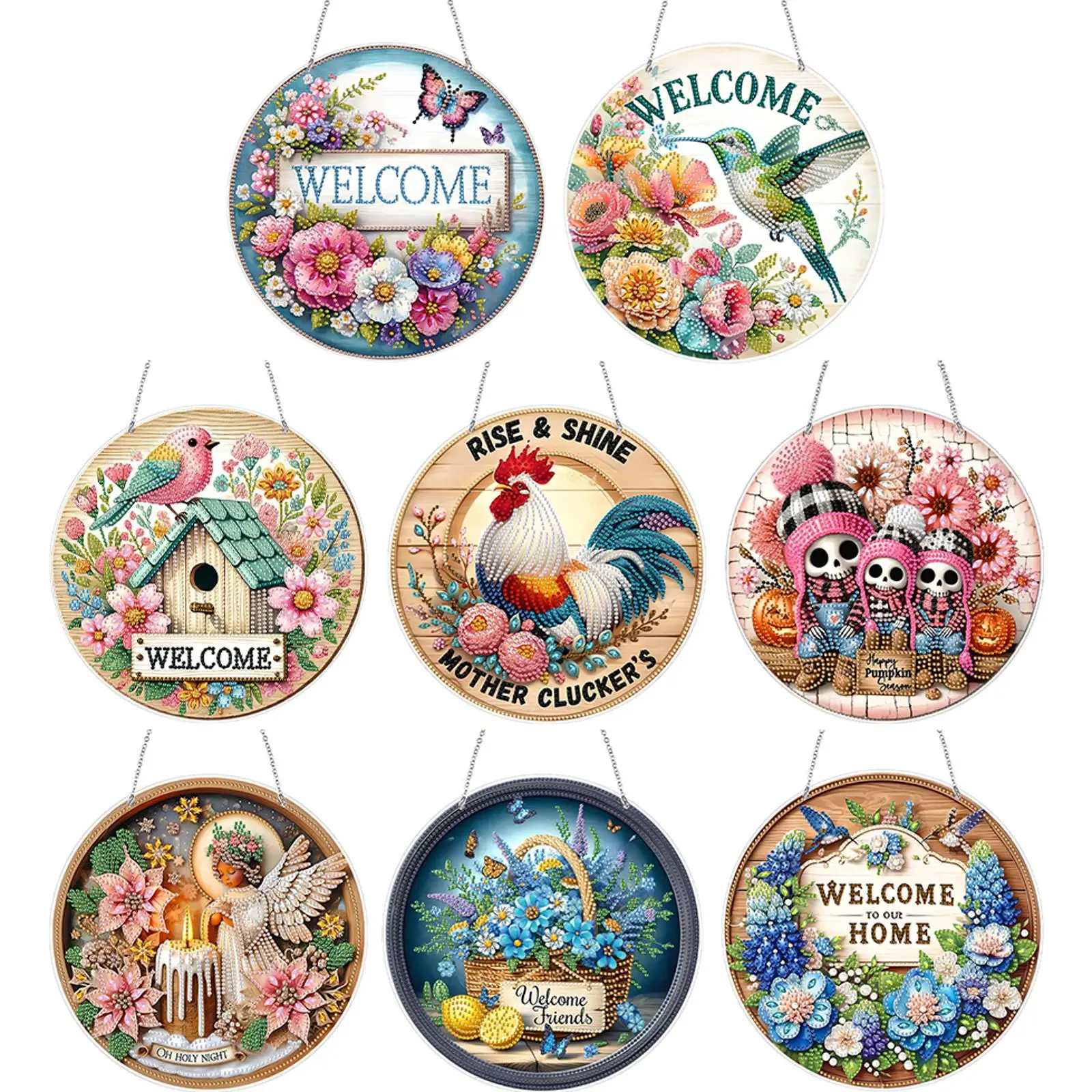 

Acrylic 2D Flat DIY Rhinestone Diamond Art Window Pendants Diamond Painting Set Diamond Art Pendant DIY Home Decor Hanging Charm