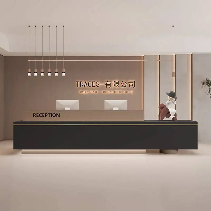 تصميم مكاتب الاستقبال في المطاعم الفاخرة باللون الأسود الكلاسيكي الخشب مكتب الاستقبال الملابس البيضاء Bancone Per Negozio أثاث المكاتب #6