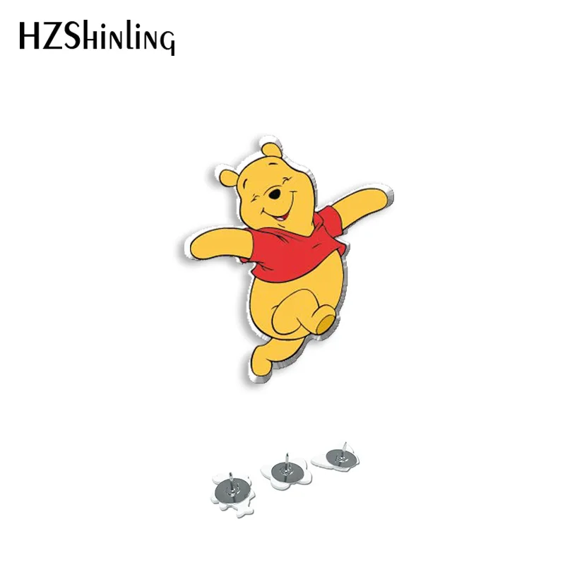 2024 New Disney Winnie The Pooh Lapel Pin Cartoon Bear Acrylic Brooches Handmade Epoxy Jewelry Shirt Bag Badge Kids Best Gift