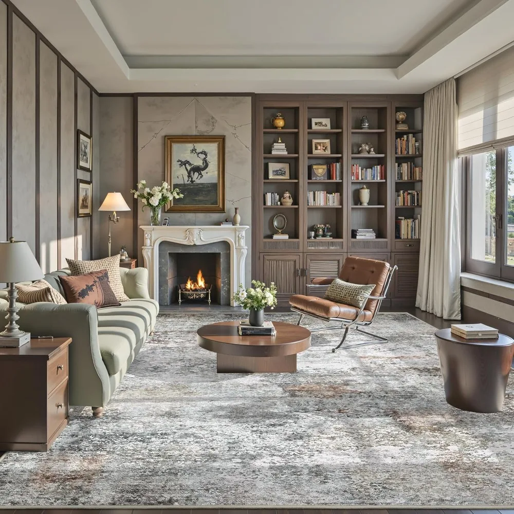 Art & Tuft Washable Abstract Rugs with Anti-Slip and Stain-Resistant Features for Living Room, Suitable for Machine Washing and