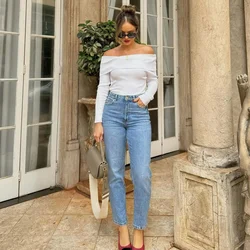 PB&ZA 2024 Spring New Women's Fashion and Elegance Versatile Loose and Comfortable Straight leg Jeans