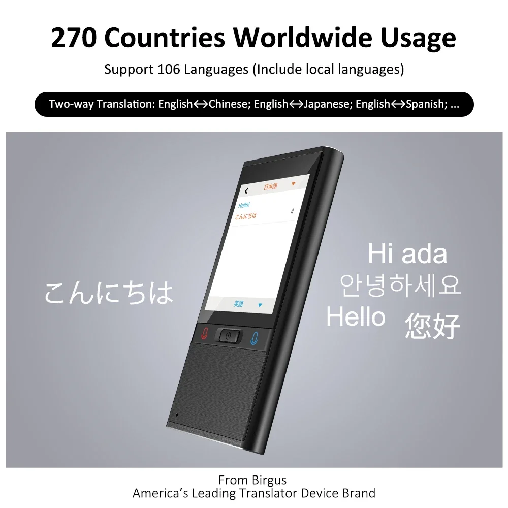 New Arrival Smart Voice Translator T9 2.8 Inch 106 languages WiFi/Hotspot Language Translator Device