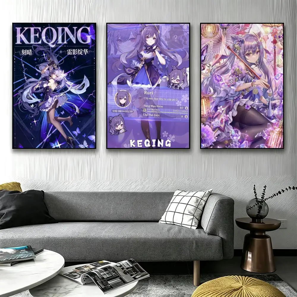 Character Keqing Poster Poster HD printing Sophisticated Style Wall Art Home Decor For Bedroom Living Room Creative Gift