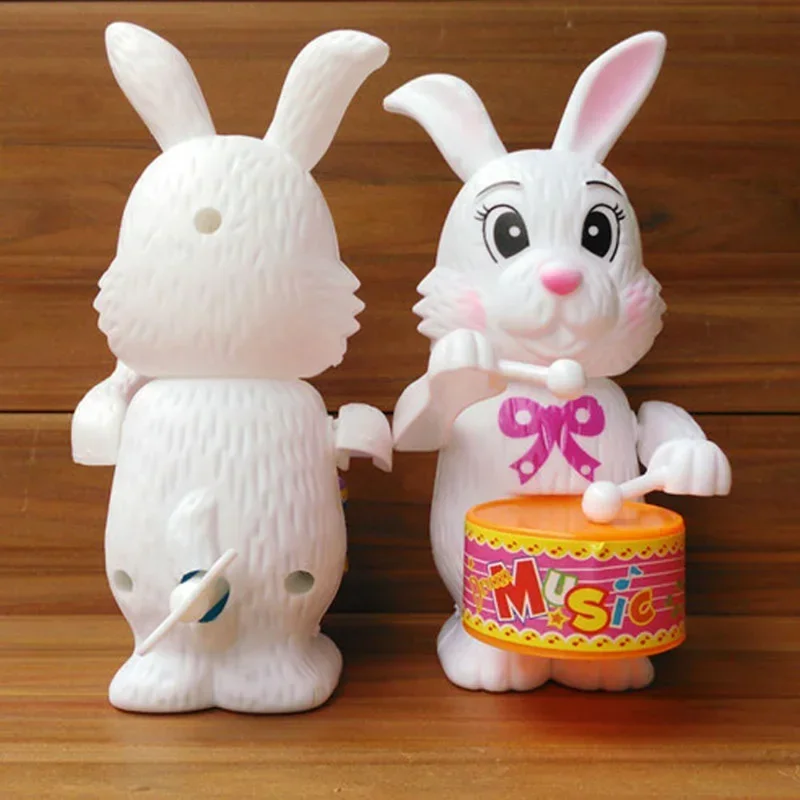 Funny Wind Up Toys Clockwork Cartoon Rabbit Drumming Kids Toys Learning Educational Toys for Children Birthday Surprises Gifts