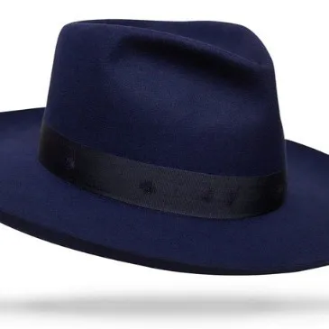 Wool Denim Navy Blue Vintage Jazz Top Hat Hot Sale In Europe And America Autumn And Winter Felt Hat