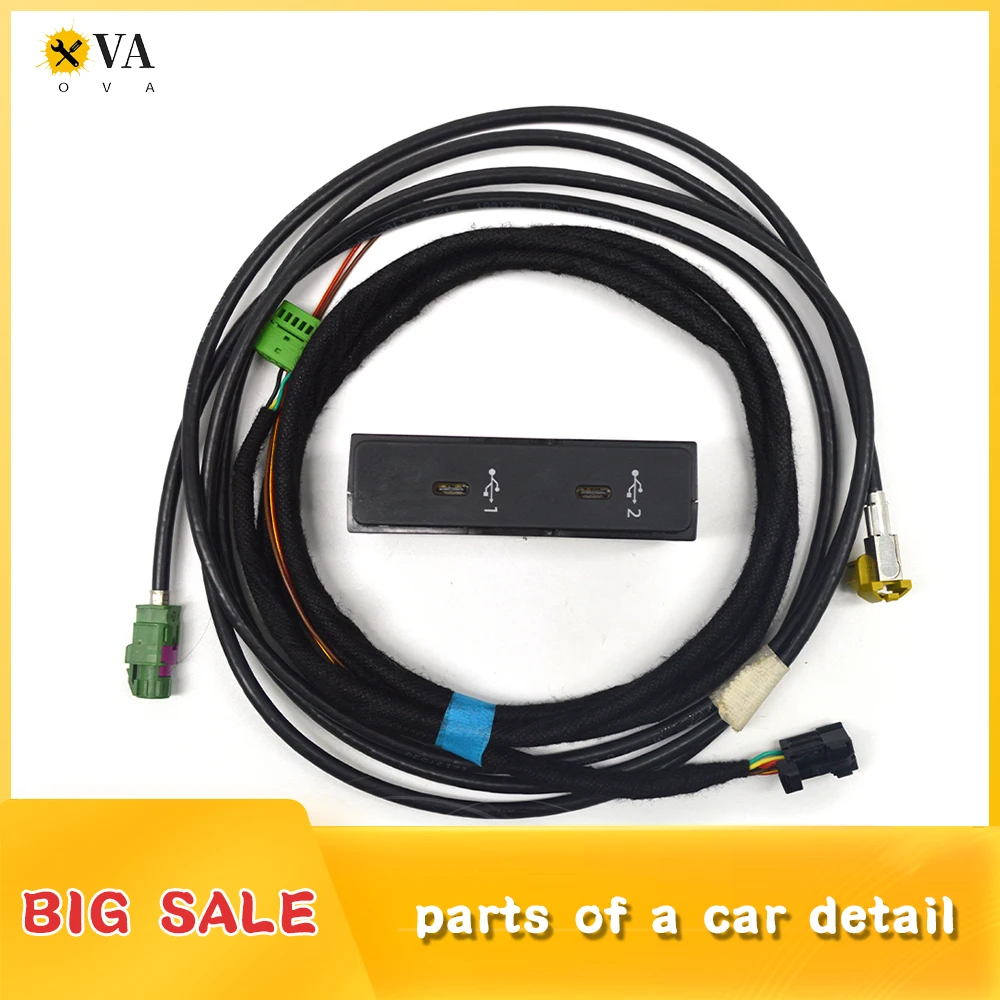 

83A 035 736 A FOR Audi Q3 F3 Audio CarPlay AMI Type-C & Type-C Music Smartphone Interface AUX Plug Cable wire Harness 83A035736