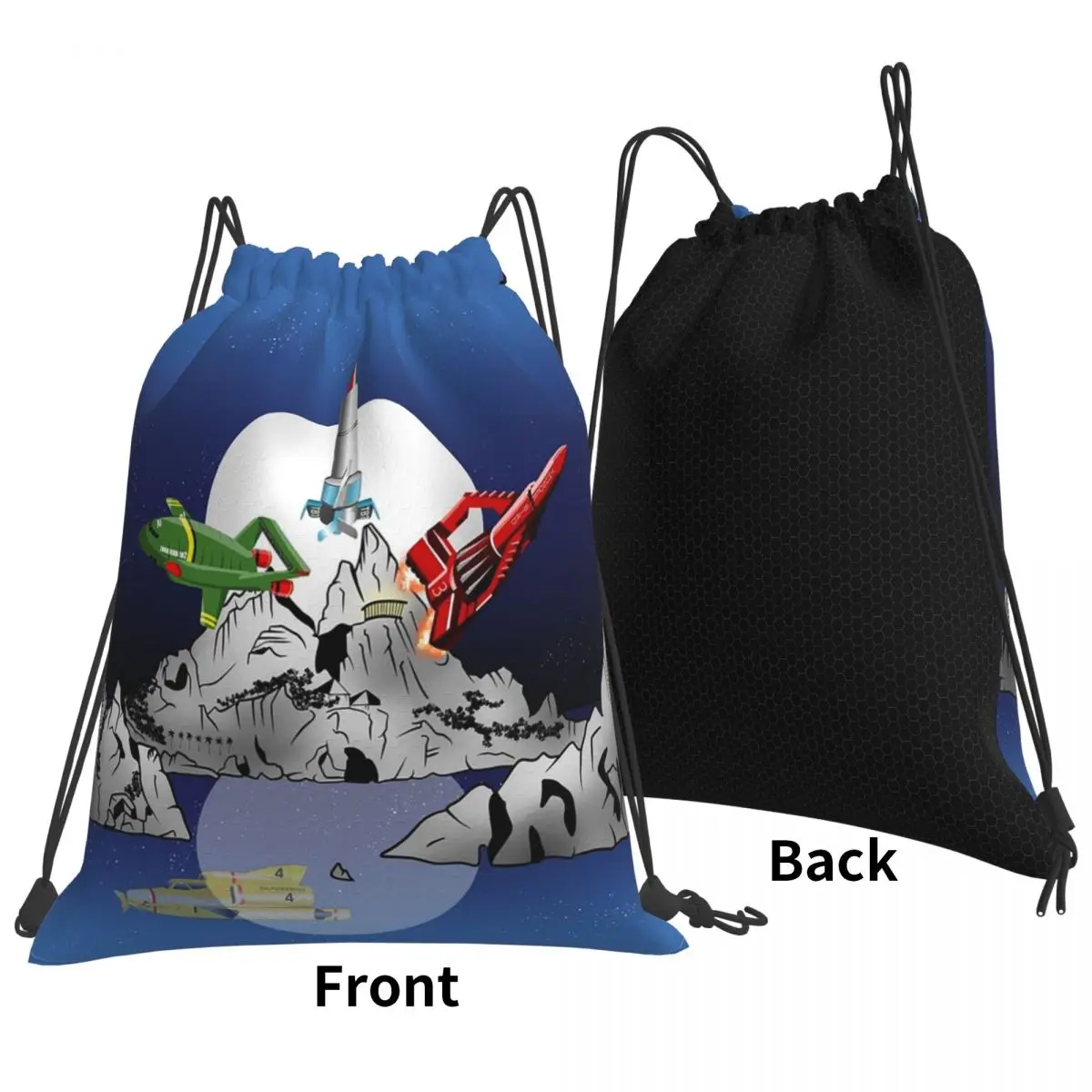 Thunderbirds Tracy Island Backpacks Casual Drawstring Bags Storage Bag Book Bags for Travel School