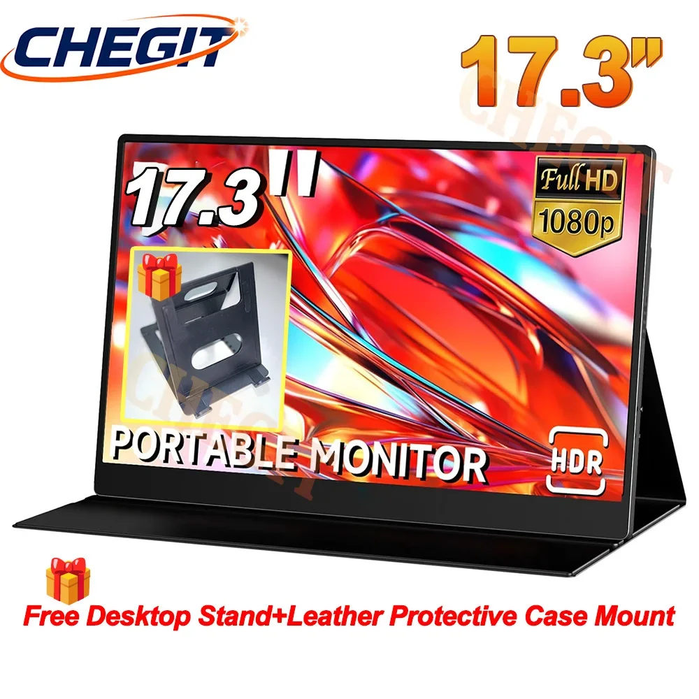 

17.3 inch Portable Monitor Protective Case HD IPS Display Computer Monitor HDMI-Compatible For Laptop Xbox Switch PC Game Gift