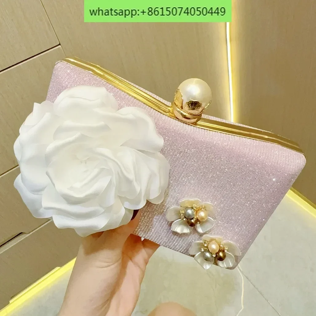 Exquisite pearl flower bag, crossbody dinner bag, niche handbag