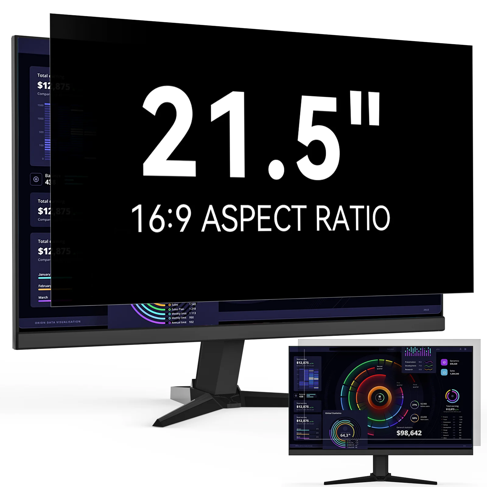 Protescreen 1 Pack Computer Privacy Screen 21.5in 16:9 Widescreen Monitor. Nano-silicone adsorption, anti-glare
