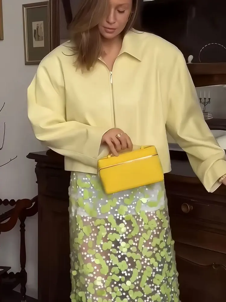 HH الخريف خمر بولي Leather سترة جلدية للنساء الصلبة Y2K طويلة الأكمام رفض طوق سستة معاطف الموضة ملابس خارجية غير رسمية