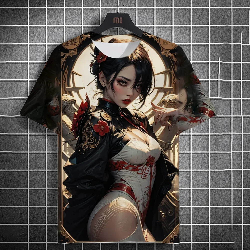 

fashion Men's T-shirt 3D printed anime beauty sexy printed T-shirt casual loose short sleeved T-shirt men's home clothing tops