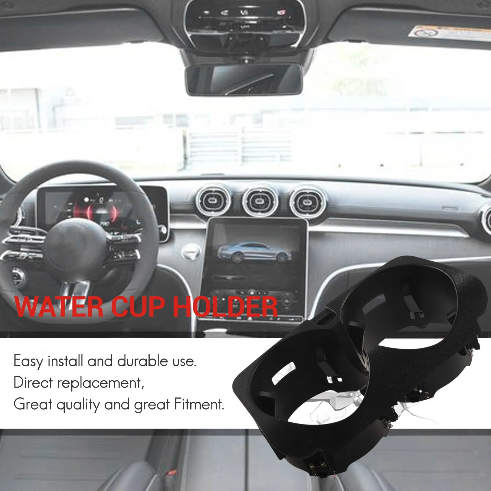 Car Front Center Console Water Cup Holder Insert Frame for - C-Class W205 E-W213 KZS-W253 V-W447