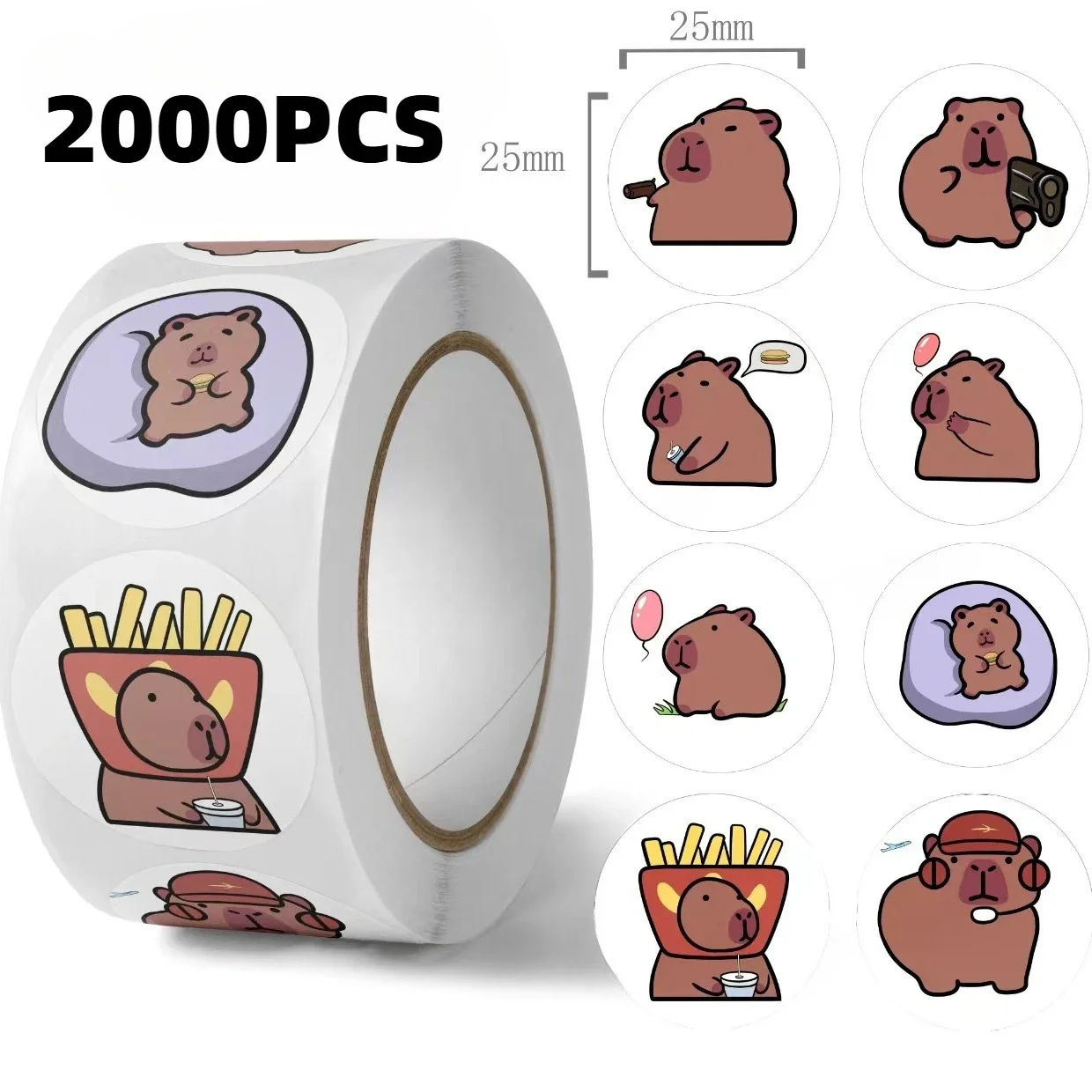 

500/2000pcs Cartoon Capybara Graffiti Sticker Decals Decoration Cup DIY Phone Notebook Suitcase Laptop Fridge Kids Sticker Toys