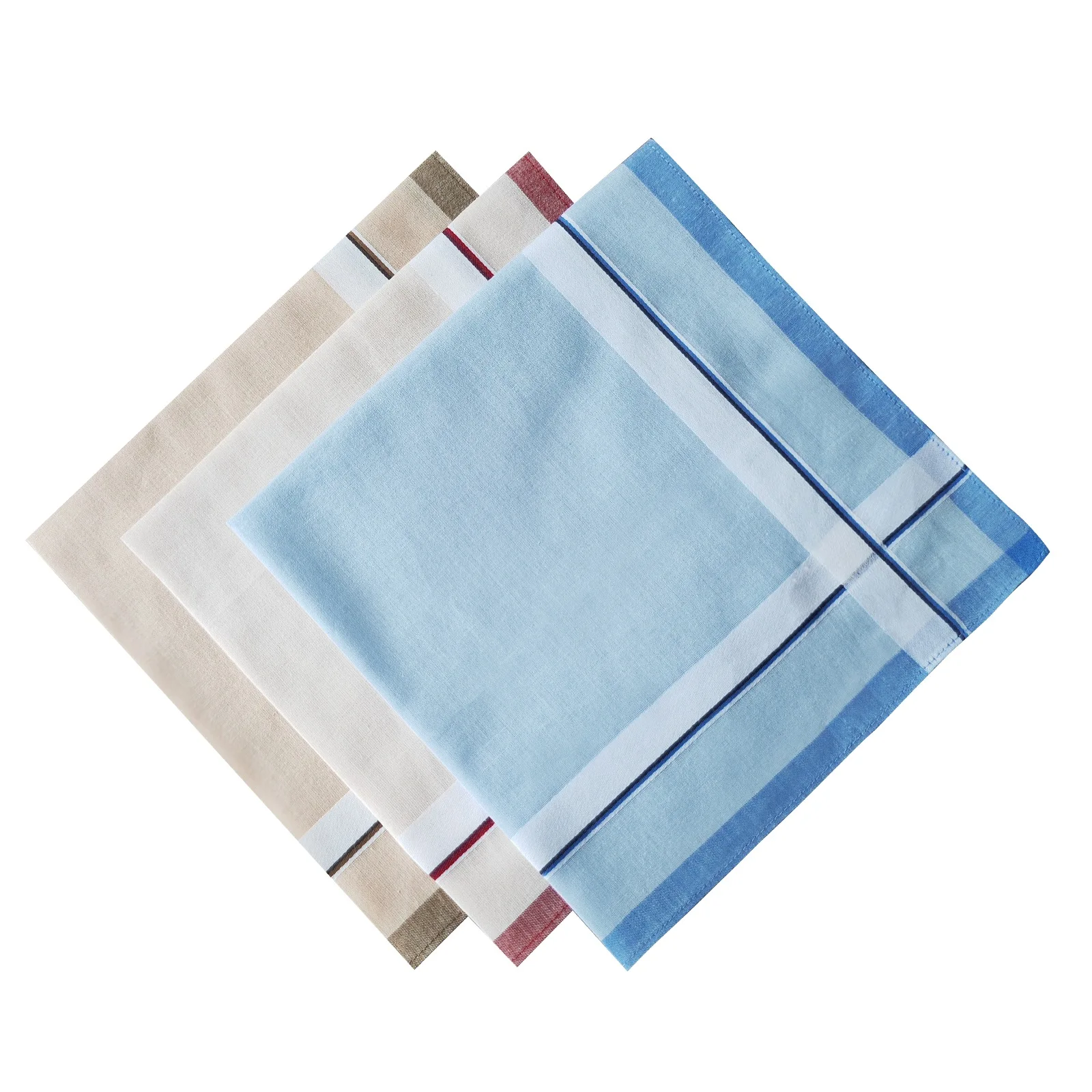 Thin feel Retro Style Striped Cotton Handkerchief, Home Decoration for parents, Light-Colored, 40 cm, 2 Styles of 6Pcs