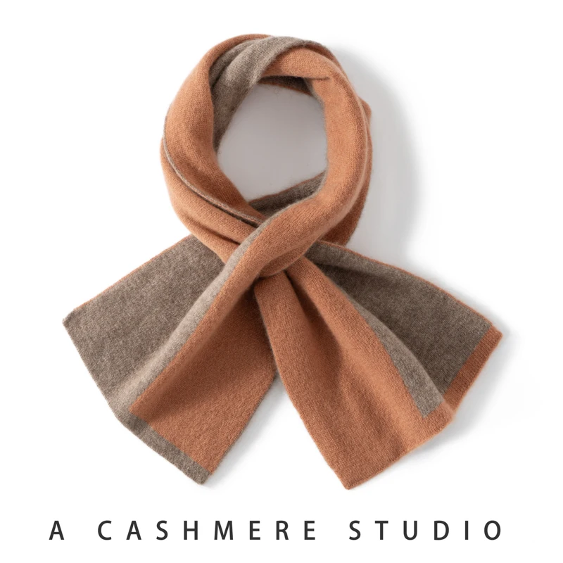 

Winter New Women 100% Cashmere Knitted Scarf 85*18 Fashion Patchwork Color Scarf Warm Neck Scarf Ladies Perforated Scarves