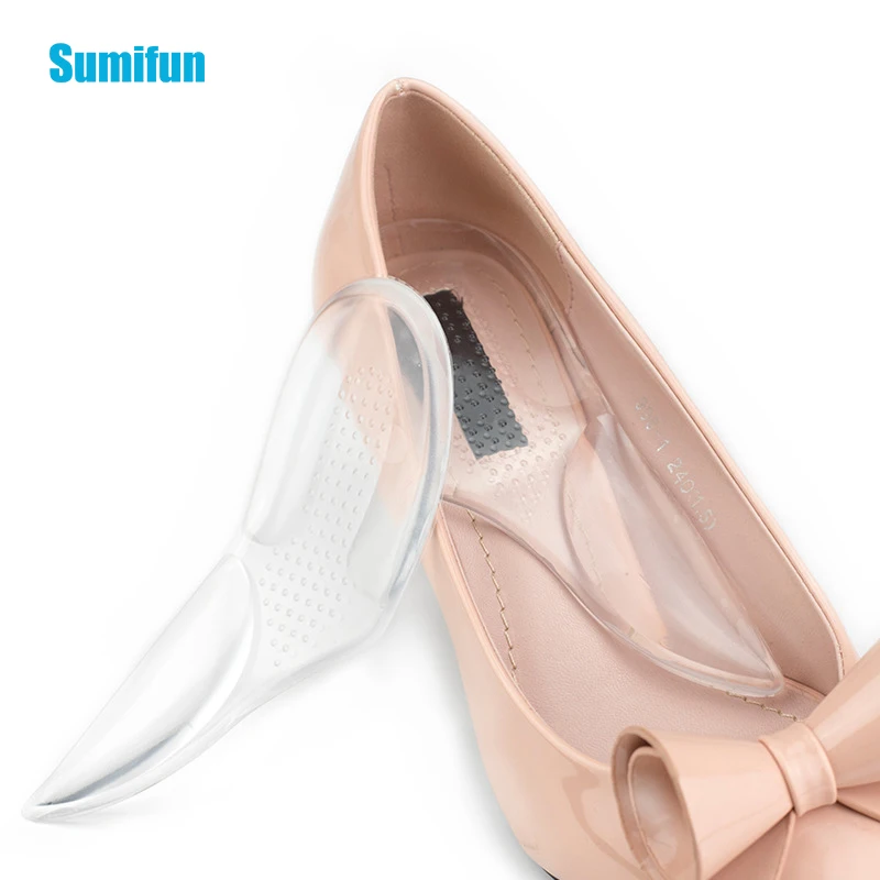 

2Pcs/pair Foot Arch Support Pad Hind Foot Shoe Pads Flat Foot Correction Transparent Non Slip Silicone Insole Feet Health Tools