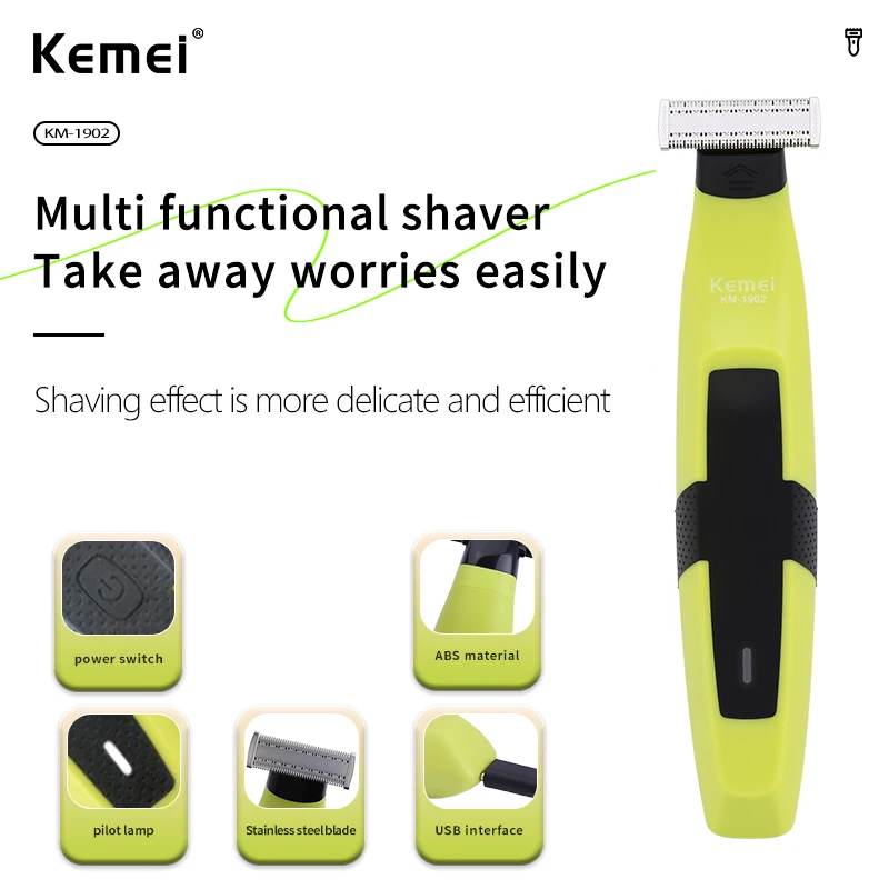 Kemei 1902 Electric Shaver for Women Bikini Hair Remover Floating Head Professional Waterproof Body Shaver Machine Pubic Razor