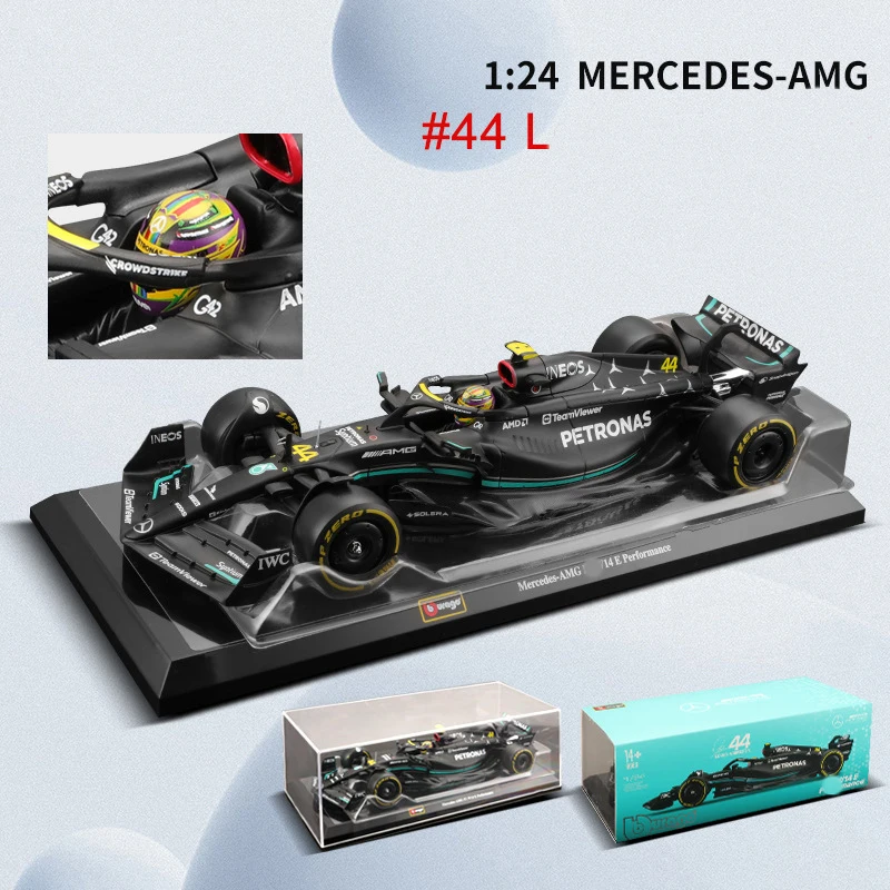 1:24 2023 Mercedes AMG W14 Racing Cars #44 #63 RACING Bburago Diecast Cars Model For Adults