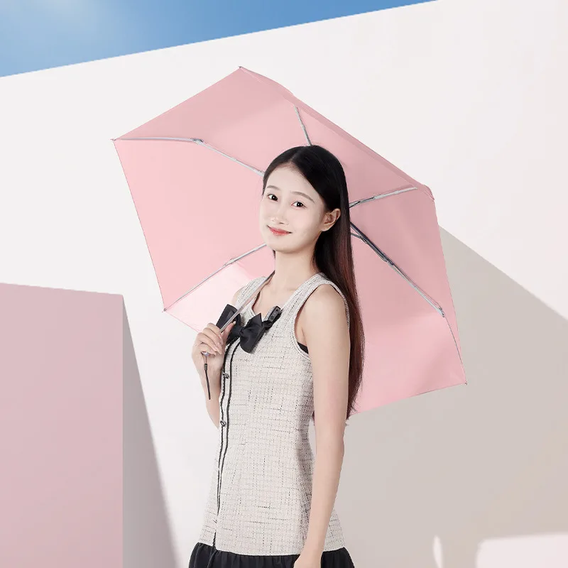 Full-automatic ultra-lightweight umbrella Tri-fold sunny umbrella Macaron color matching UV folding umbrella Shading umbrella