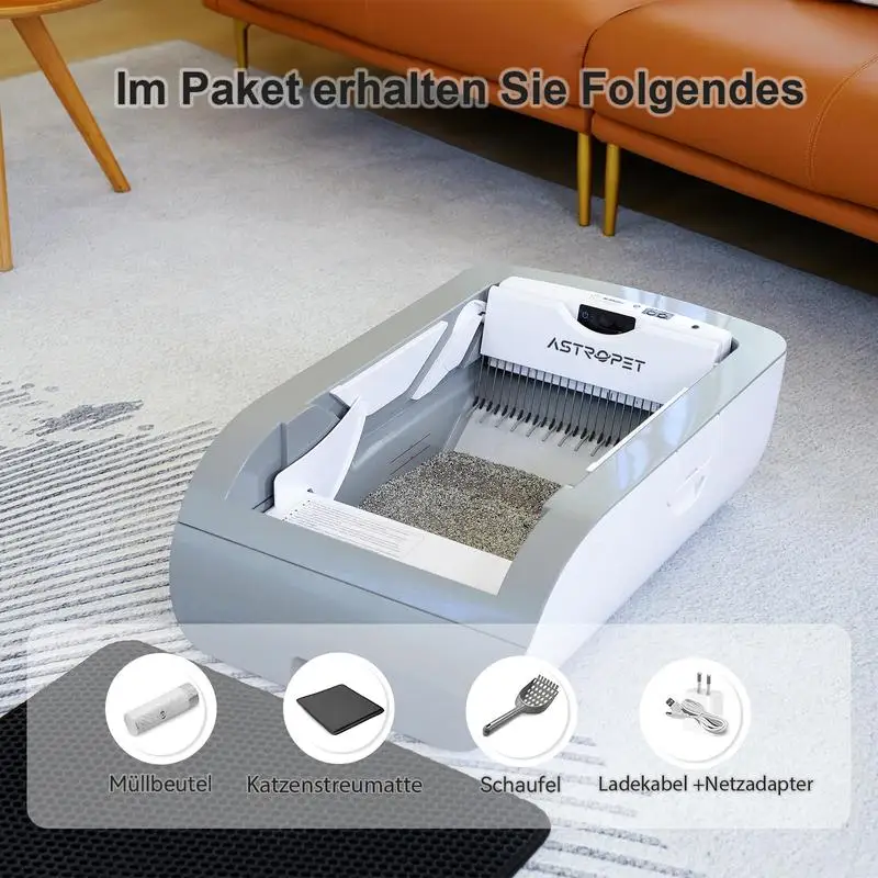 Wide Opening Smart Cat Litter Box with Advanced Features for Easy Cleaning and Odor Control