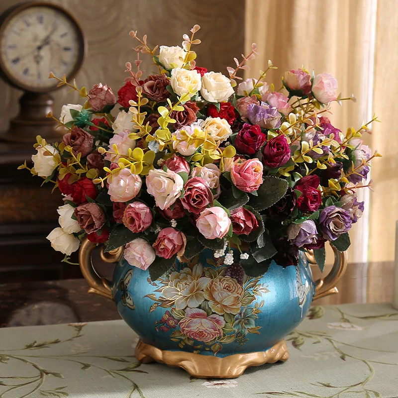 European-style vintage ceramic vase ornament, creative fashion entryway, bedroom living room countertop vase flower arrangement