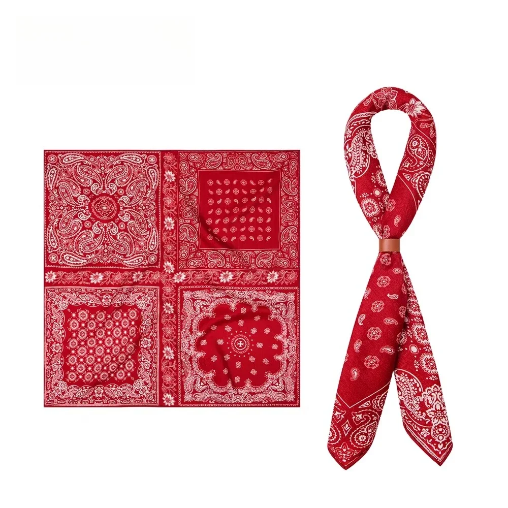 

Men's silk wool square scarf neck men's retro silk suit medium square shirt neck scarf autumn and winter