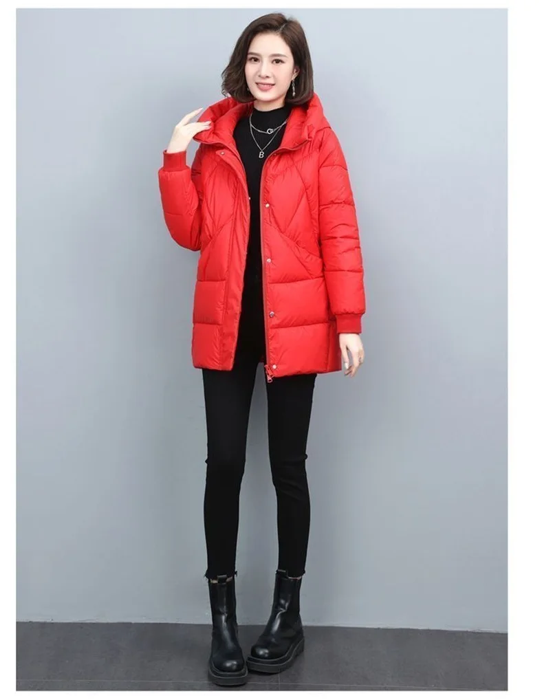 Down Cotton-Padded Jacket Women's Overcoat Winter 2026 New Thick Warm Parker Coat Fashion Loose Hooded Medium Long Cotton Jacket
