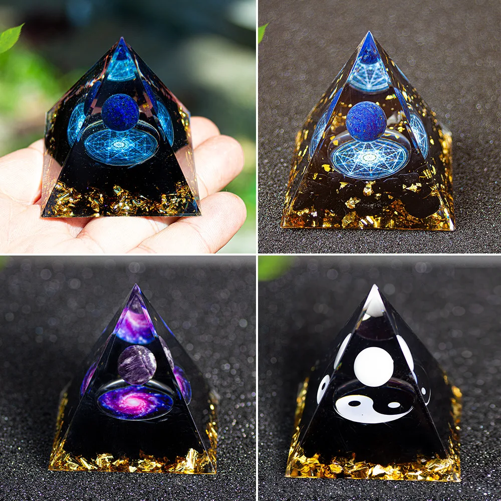 

Fashionable Crystal Balls Crushed Stone Pyramids Home Handicrafts Resin Table Decorations