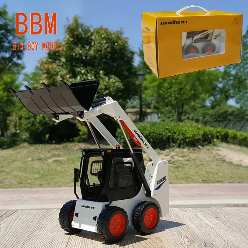 Diecast 1/20 Scale Lonking CDM312 Forklift Slip Loader Car Alloy Simulation Engineering Car Model Static Collection Ornaments