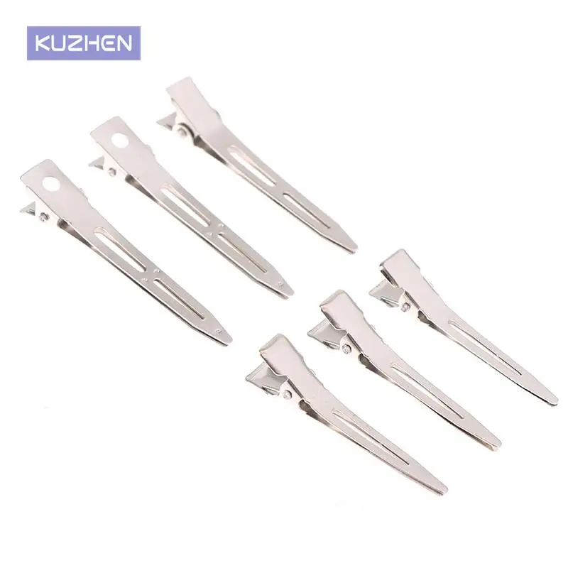 50pcs/Pack Hairdressing Salon Hair Tools Silver Flat Metal Single Prong Alligator Hair Clips Barrette DIY Hairpin Accessory