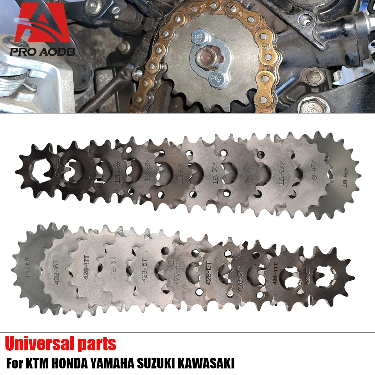 

Front Engine Sprocket 428# Chain 17mm 20MM 10t 11T 12t 13T 14T 15t 16t 17T 18t 19T Teeth fit Motocross ATV Motorcycle part