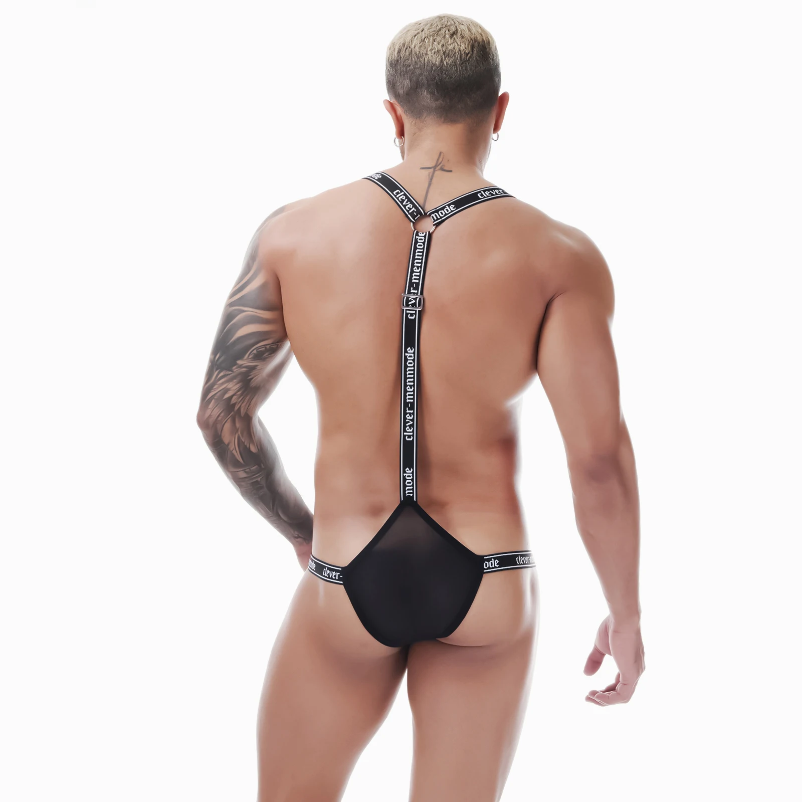 Body Harness Bodysuit Men Ice Silk Bulge Pouch Suspender Lingerie Underwear Sexy One-piece Shoulder Strap Club Party Costume