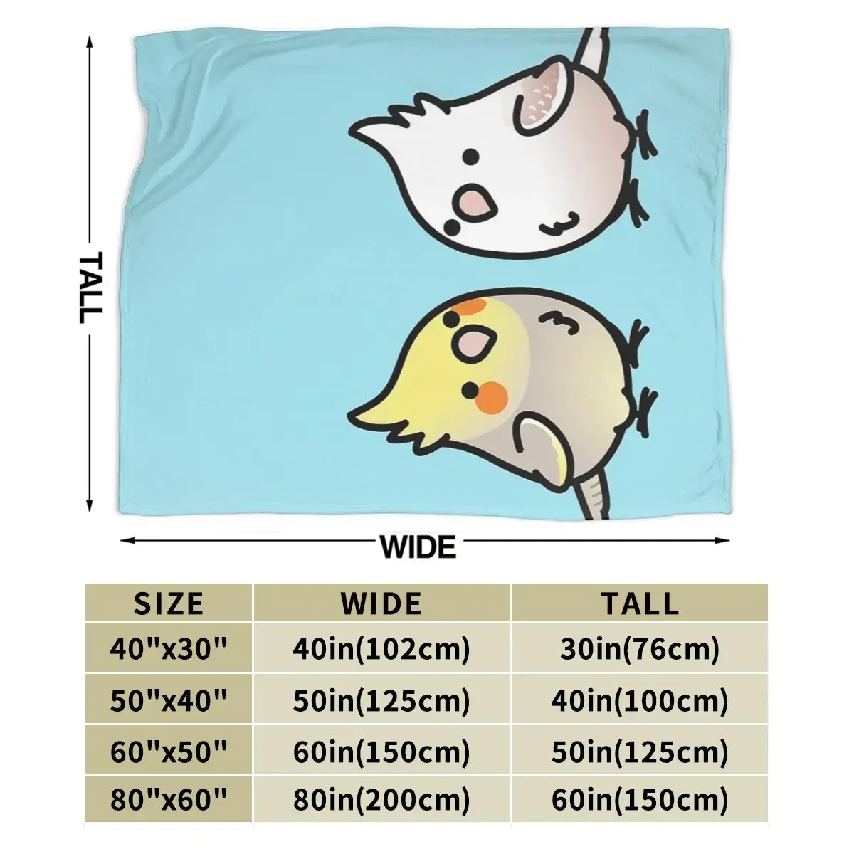 CUSTOM Cockatiel Pair Blankets Soft Warm Flannel Throw Blanket Bedding for Bed Living room Picnic Travel Home Sofa