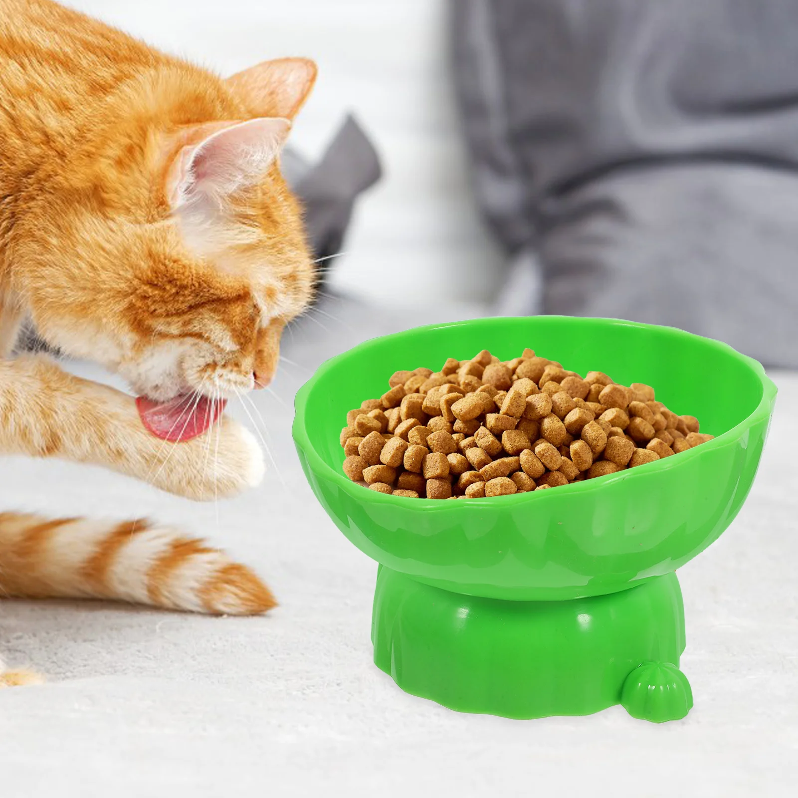 

Elevated Cat Cactus Shaped Raised Pet Feeding Bowl For Dry Wet Food Non-Skid Plastic Cat Food Bowl Pet Supplies For Indoor
