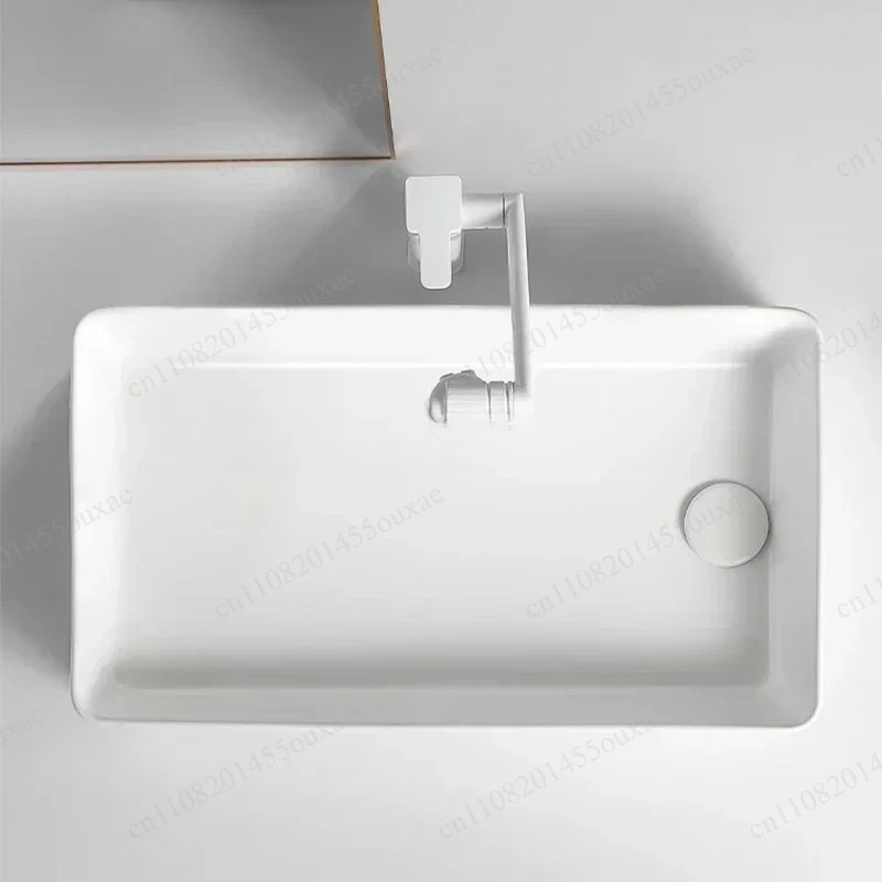 

Deepened Rectangular Household Wash Basin Left Right Optional Drain Hole Balcony Laundry Sink for Washing Machine