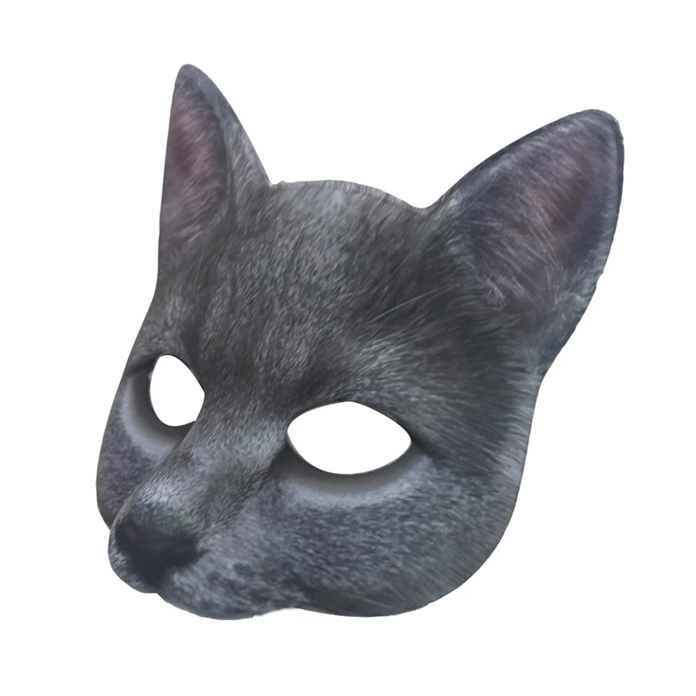 

Fun Cat Halloween Cosplay Costume Masquerade Half Eyes Blue EVA Fun Cat Mask Fabric Unisex Comfortable Breathable Toy