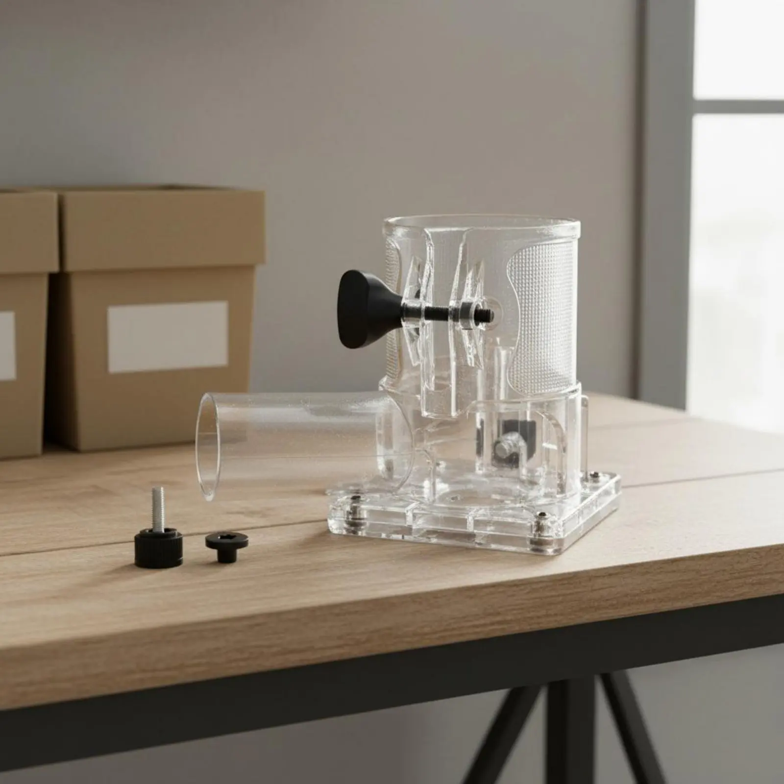 

База для сбора отходов фрезеровки с улучшенной видимостью, прозрачная, износостойкая, регулируемая, для фрезеров по дереву