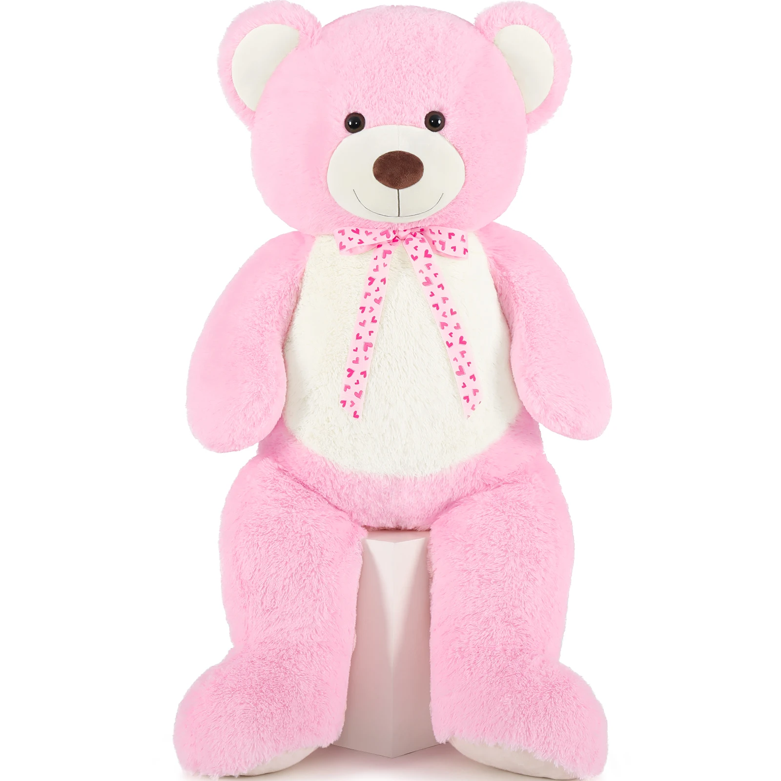 

MorisMos Giant Teddy Bear 4 feet Stuffed Animal for Girlfriend,Big Cuddly Stuffed Pink Bear for Kids,Baby Shower Decor,Life Size