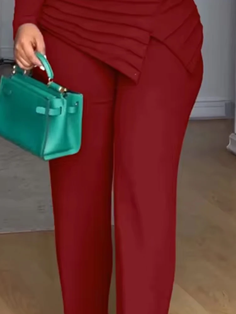 

Женские элегантные драпированные однотонные комбинезоны, модные лоскутные прямые комбинезоны с ворсовым вырезом, повседневные асимметричные тонкие комбинезоны с длинными рукавами