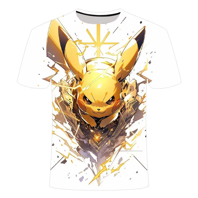 2025 mais recente verão venda quente pokemon anime 3d impresso de alta qualidade pikachu em torno do pescoço camiseta para homem e