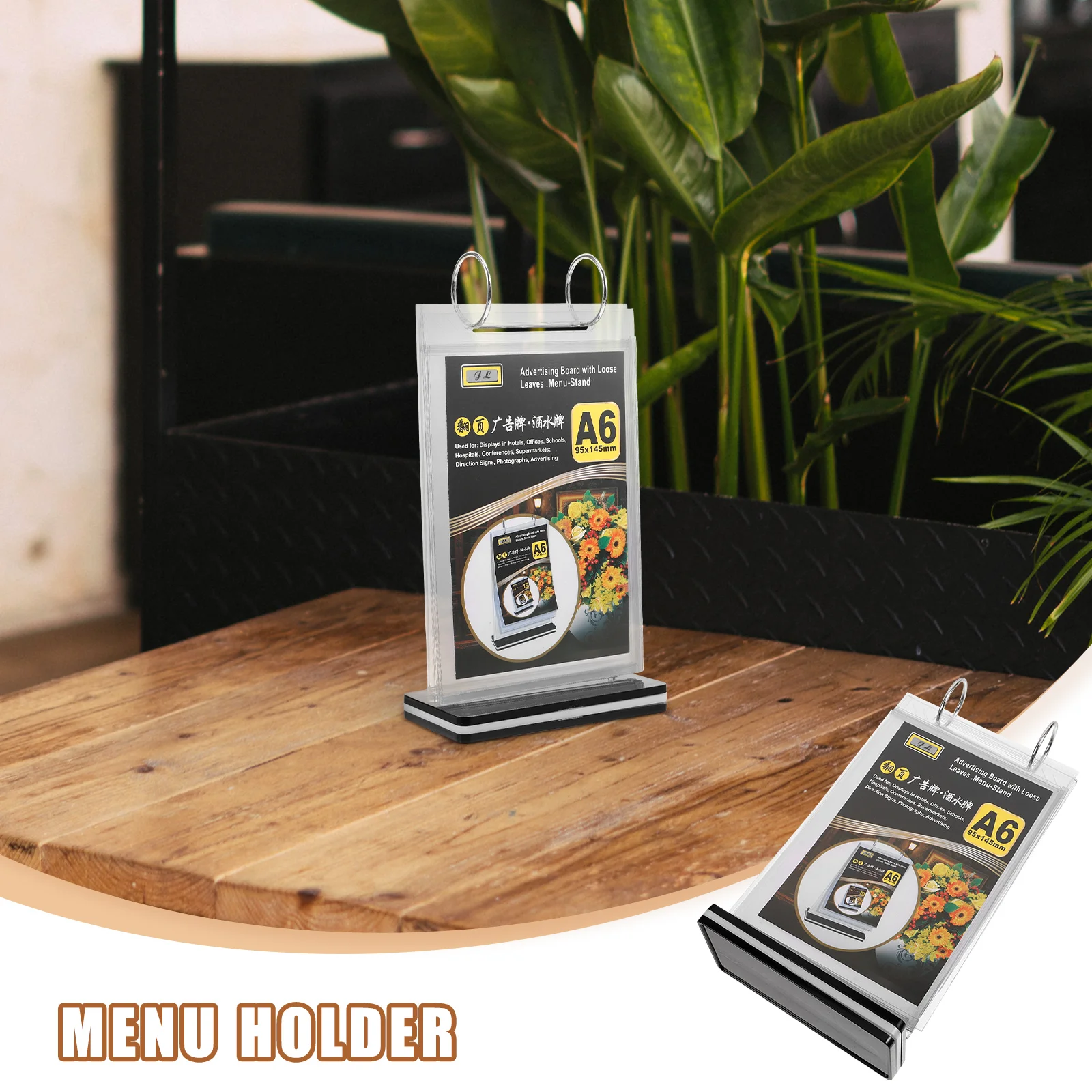 Flip-page Table Card The Menu Holder Sign Stand Drinks Display Rack Label Pvc Desktop Storage with Base Poster