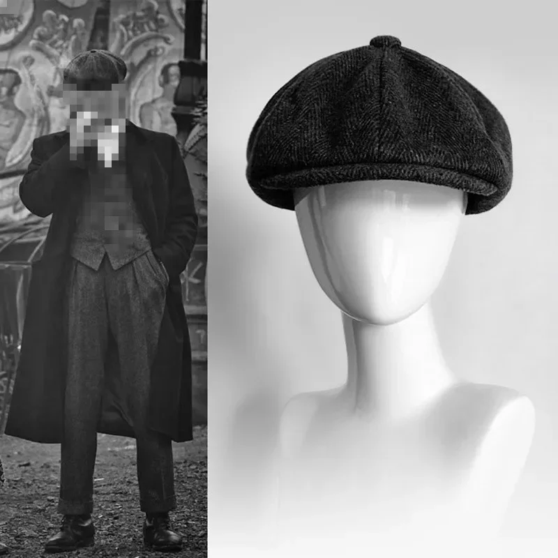 Retro Newsboy Caps Men Octagonal Hats British Painters Hats Autumn Winter Berets Herringbone Flat Caps Hip Hop Berets Gorras image 2