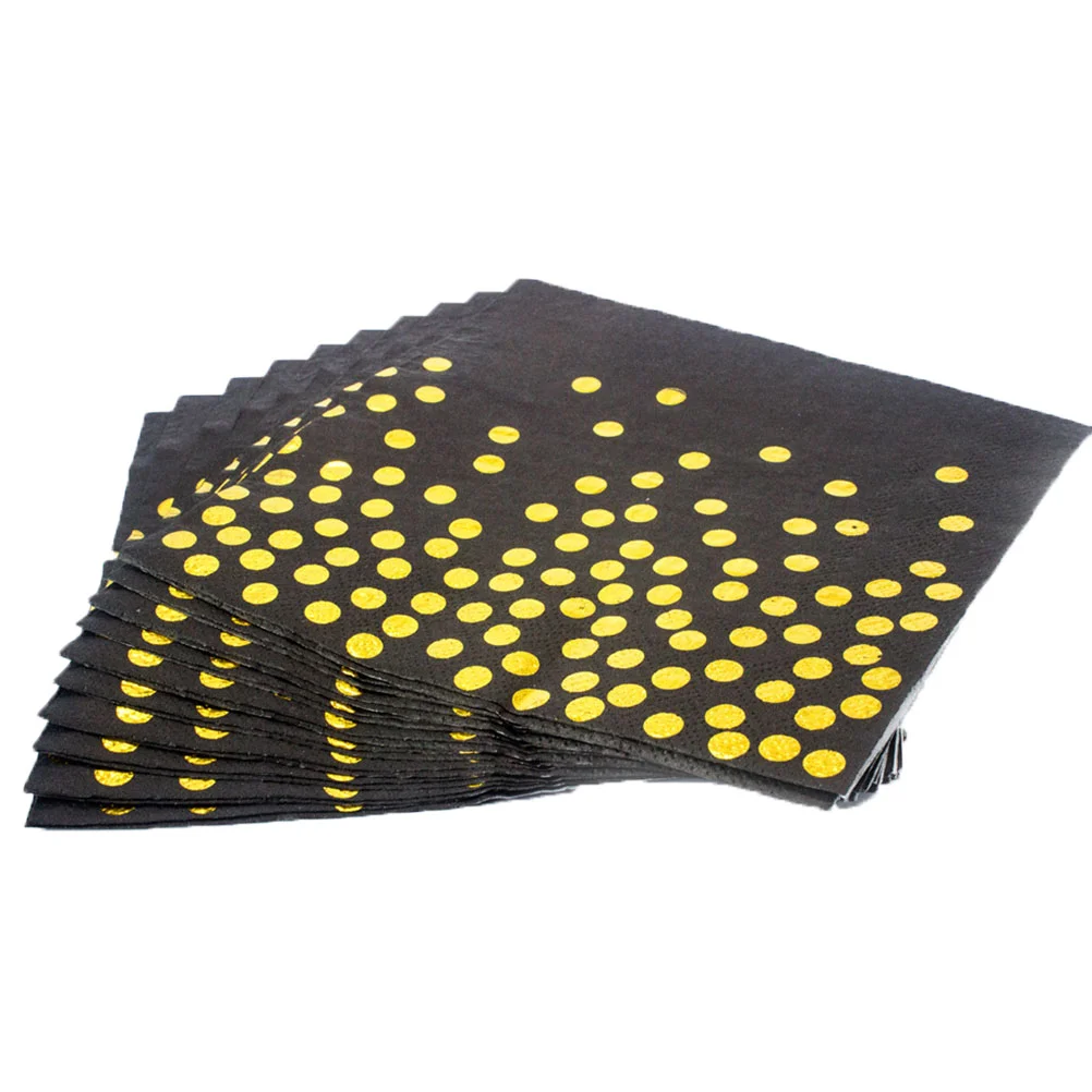 20pcs Party Tissue Napkin Dots Pattern Paper Napkin Disposable Beautiful Napkin Tissue for Party Gathering Festival (Black)